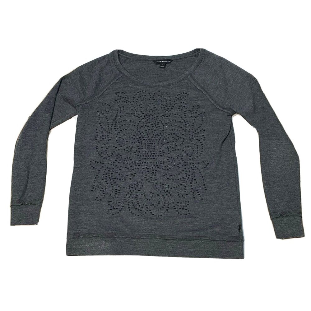 Rock & Republic beaded sweater womens small gray
